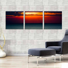 Load image into Gallery viewer, ocean  sky  canvas  wall  art  blue  seascape  multi  canvas  artwork  orange  sunset  clouds  ocean  3  piece  canvas  print For Living Room
