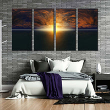 Load image into Gallery viewer, ocean sky canvas wall art dramatic cloudy yellow sunset sea multiple canvas beautiful blue sky ocean 4 piece print For Your Bedroom
