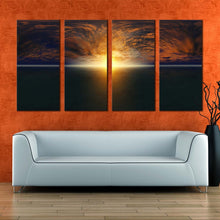 Load image into Gallery viewer, ocean sky canvas wall art dramatic cloudy yellow sunset sea multiple canvas beautiful blue sky ocean 4 piece print For Living room
