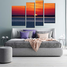 Load image into Gallery viewer, ocean sunrise canvas print turkey grey ocean sea multiple canvas izmir orange yellow ocean sky 4 piece canvas wall art for bedroom
