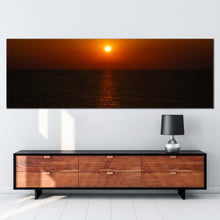 Load image into Gallery viewer, ocean  sunset  canvas  wall  art  grey  mediterranean  sea  1  piece  canvas  print  orange  ocean  sky  triptych  wide  canvas  print For Living Room
