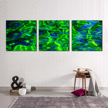 Load image into Gallery viewer, ocean  water  canvas  wall  art  blue  ocean  abstract  3  piece  canvas  print  green  sea  water  triptych  canvas  set
