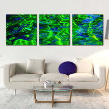 Load image into Gallery viewer, ocean  water  canvas  wall  art  blue  ocean  abstract  3  piece  canvas  print  green  sea  water  triptych  canvas  set For Living Room
