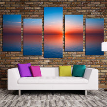 Load image into Gallery viewer, ocean water canvas wall art red sunset ocean sky multiple canvas blue ocean seascape 5 piece canvas print For Living Room
