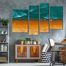 Load image into Gallery viewer, ocean waves canvas print brown ocean beach multiple canvas sea green turquoise waves 4 piece canvas wall art for living room
