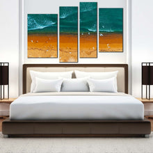 Load image into Gallery viewer, ocean waves canvas print brown ocean beach multiple canvas sea green turquoise waves 4 piece canvas wall art for your bedroom
