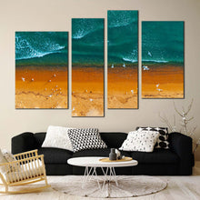 Load image into Gallery viewer, ocean waves canvas print brown ocean beach multiple canvas sea green turquoise waves 4 piece canvas wall art
