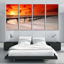 Load image into Gallery viewer, ocean pier into sea sunset 4 panel canvas prints For Bedroom
