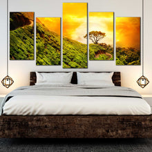 Load image into Gallery viewer, orange green lone tree Munnar kerala tea landscape Home Canvas Decor In Your Bedroom
