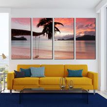 Load image into Gallery viewer, orange sunset seychelles beach island Evening Landscape 4 Piece Art Work For Living room
