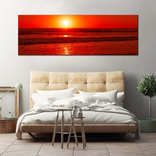 Load image into Gallery viewer, pacific  ocean  canvas  wall  art  red  ocean  panoramic  canvas  print  yellow  sky  sea  waves  wide  canvas For Bedroom
