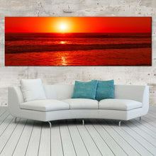 Load image into Gallery viewer, pacific  ocean  canvas  wall  art  red  ocean  panoramic  canvas  print  yellow  sky  sea  waves  wide  canvas For Living Room
