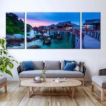 Load image into Gallery viewer, pangkor island canvas wall art beautiful colorful ocean scenery 3 piece canvas print malaysia ocean beach triptych multi canvas artwork In Living Room
