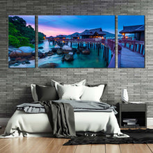 Load image into Gallery viewer, pangkor island canvas wall art beautiful colorful ocean scenery 3 piece canvas print malaysia ocean beach triptych multi canvas artwork For Bedroom
