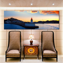 Load image into Gallery viewer, panoramic  canvas  of  Ibiza  lighthouse  at  sunset For Living Room
