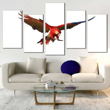 Load image into Gallery viewer, parrot bird canvas wall art white background macaw parrot 5 piece canvas print red bird flying multiple canvas For Living room
