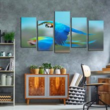 Load image into Gallery viewer, parrot flying canvas wall art colorful bird flying 5 piece multiple canvas macaw bird canvas print
