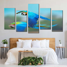 Load image into Gallery viewer, parrot flying canvas wall art colorful bird flying 5 piece multiple canvas macaw bird canvas print For Bedroom
