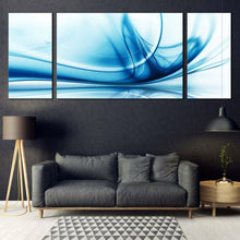 Load image into Gallery viewer, peaceful abstract canvas wall art blue abstract elegant energy canvas set white abstract graphic canvas print white abstract technology 3 piece canvas In Living Room
