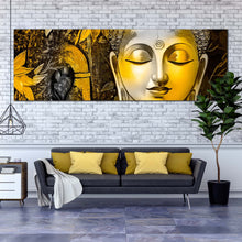 Load image into Gallery viewer, peaceful  buddha  canvas  wall  art  buddha  meditation  canvas  print  yellow  buddha  close  up  1  piece  canvas For Living Room
