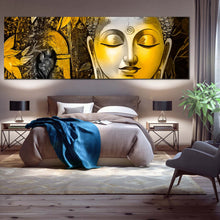 Load image into Gallery viewer, peaceful  buddha  canvas  wall  art  buddha  meditation  canvas  print  yellow  buddha  close  up  1  piece  canvas For Bedroom
