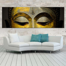 Load image into Gallery viewer, peaceful  buddha  canvas  wall  art  buddha  meditation  canvas  print  yellow  grey  buddha  close  up  1  piece  wide  canvas In Living Room
