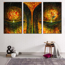 Load image into Gallery viewer, peaceful buddha canvas wall art colorful buddha face 3 piece canvas set meditation buddha close up canvas print
