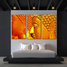 Load image into Gallery viewer, peaceful buddha canvas wall art gold buddha 3 piece multi canvas artwork buddha statue canvas print For Your Bedroom
