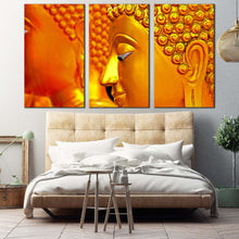 Load image into Gallery viewer, peaceful buddha canvas wall art gold buddha 3 piece multi canvas artwork buddha statue canvas print For Bedroom
