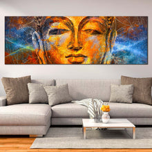 Load image into Gallery viewer, peaceful  buddha  canvas  wall  art  gold  buddha  meditation  1  piece  canvas  artwork  yellow  buddha  face  canvas  print For Your Living Room
