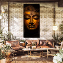 Load image into Gallery viewer, peaceful  buddha  canvas  wall  art  gold  buddha  statue  close  up  1  piece  canvas  yellow  buddha  canvas  print For Living Room
