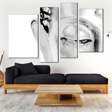 Load image into Gallery viewer, peaceful buddha canvas wall art grey meditation buddha 4 piece canvas print black and white buddha face multi panel canvas for your living room 
