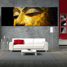 Load image into Gallery viewer, peaceful  buddha  canvas  wall  art  grey  yellow  meditation  buddha  face  canvas  artwork  buddha  meditation  1  piece  canvas  print In Living Room
