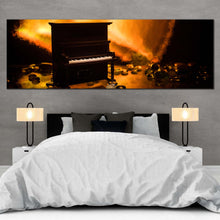 Load image into Gallery viewer, piano  elegance  canvas  wall  art  black  grand  piano  1  piece  canvas  artwork  orange  abstract  piano  digital  canvas  artwork In Bedroom
