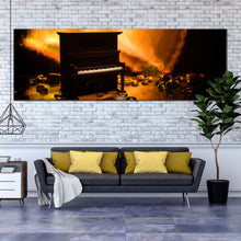 Load image into Gallery viewer, piano  elegance  canvas  wall  art  black  grand  piano  1  piece  canvas  artwork  orange  abstract  piano  digital  canvas  artwork For Living Room
