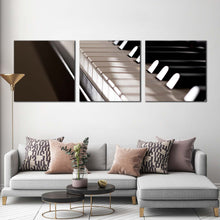 Load image into Gallery viewer, piano  instrument  canvas  wall  art  piano  music  3  piece  canvas  set  black  white  isolated  piano  keyboard  triptych  canvas  print For Living Room
