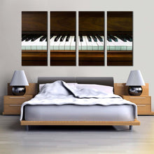 Load image into Gallery viewer, piano key canvas wall art black white piano keyboard 4 piece canvas print music instrument multiple canvas For Bedroom
