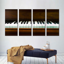 Load image into Gallery viewer, piano key canvas wall art black white piano keyboard 4 piece canvas print music instrument multiple canvas For Living Room
