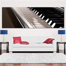 Load image into Gallery viewer, piano  music  canvas  wall  art  white  black  elegant  piano  keyboard  1  piece  canvas  print  piano  instrument  wide  canvas  artwork In Living Room
