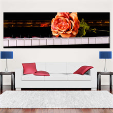 Load image into Gallery viewer, piano  rose  canvas  print  white  black  piano  keyboard  1  piece  canvas  wall  art  isolated  pink  rose  piano  canvas  artwork In Living Room
