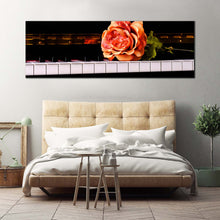 Load image into Gallery viewer, piano  rose  canvas  print  white  black  piano  keyboard  1  piece  canvas  wall  art  isolated  pink  rose  piano  canvas  artwork For Bedroom
