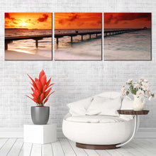 Load image into Gallery viewer, pier  sea  sunset  dusk  dawn  ocean  water  3  piece  wall  art For Living Room
