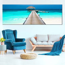 Load image into Gallery viewer, piers  in  Maldives  island  water  hut  large  wall  wart  home  decor In Living Room
