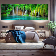 Load image into Gallery viewer, plitvice  lakes  canvas  wall  art  croatia  green  nature  waterfall  scenery  canvas  print  national  park  blue  lakes  1  piece  canvas  artwork For Bedroom
