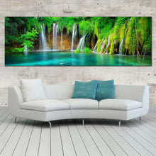 Load image into Gallery viewer, plitvice  lakes  canvas  wall  art  croatia  green  nature  waterfall  scenery  canvas  print  national  park  blue  lakes  1  piece  canvas  artwork In Living Room
