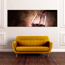 Load image into Gallery viewer, pour  wine  canvas  wall  art  red  wine  glass  canvas  art  print  black  wine  bottle  1  piece  canvas  artwork  wine  close  up  wide  canvas In Living Room
