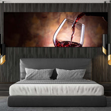 Load image into Gallery viewer, pour  wine  canvas  wall  art  red  wine  glass  canvas  art  print  black  wine  bottle  1  piece  canvas  artwork  wine  close  up  wide  canvas For Bedroom
