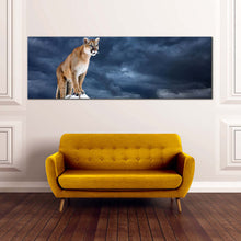 Load image into Gallery viewer, puma  animal  canvas  wall  art  brown  panther  animal  panoramic  canvas  print  cougar  white  mountain  sky  canvas  artwork In Living Room
