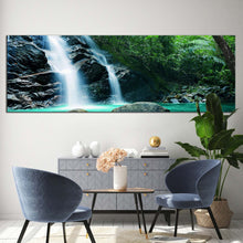 Load image into Gallery viewer, rainforest  waterfall  canvas  wall  art  amazing  green  tropical  forest  canvas  print  beautiful  nature  white  waterfall  1  piece  canvas  artwork For Your Living Room
