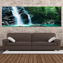 Load image into Gallery viewer, rainforest  waterfall  canvas  wall  art  amazing  green  tropical  forest  canvas  print  beautiful  nature  white  waterfall  1  piece  canvas  artwork For Living Room
